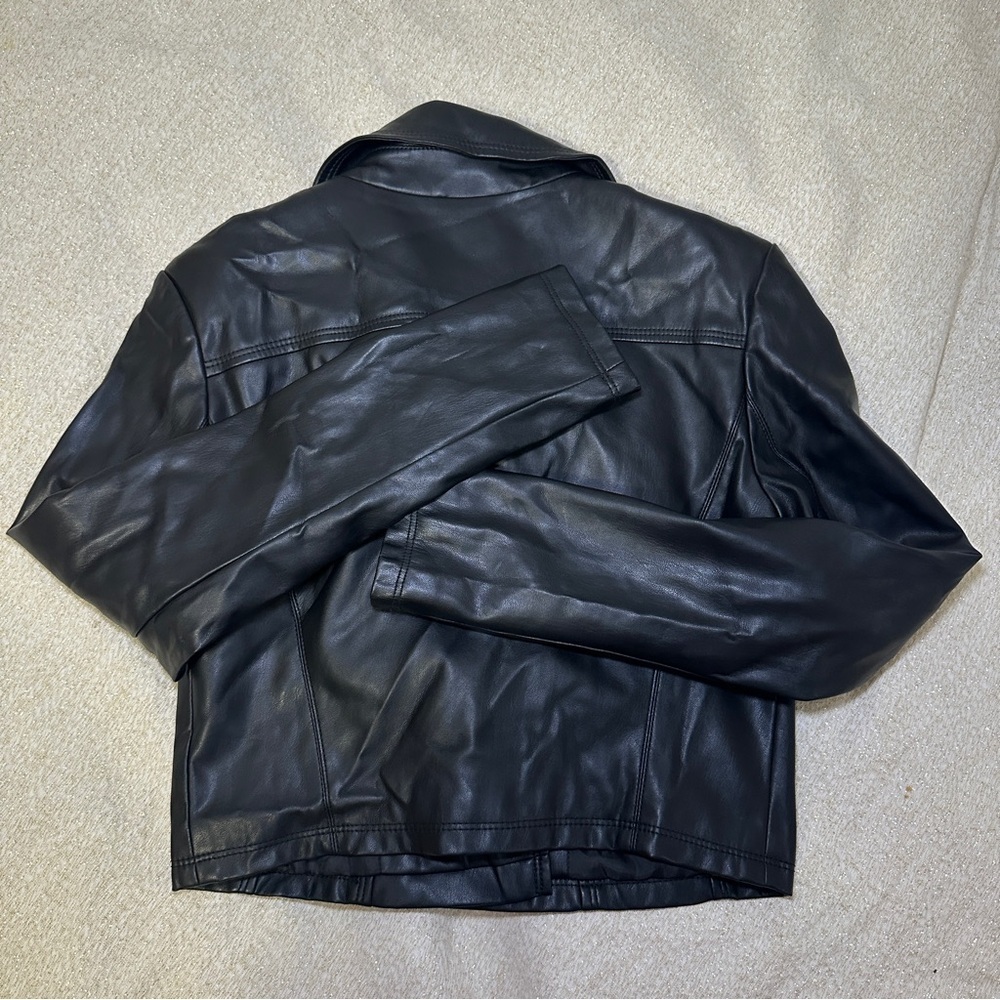 Express Black Faux Leather Jacket with Metallic Accents - Picture 6 of 6